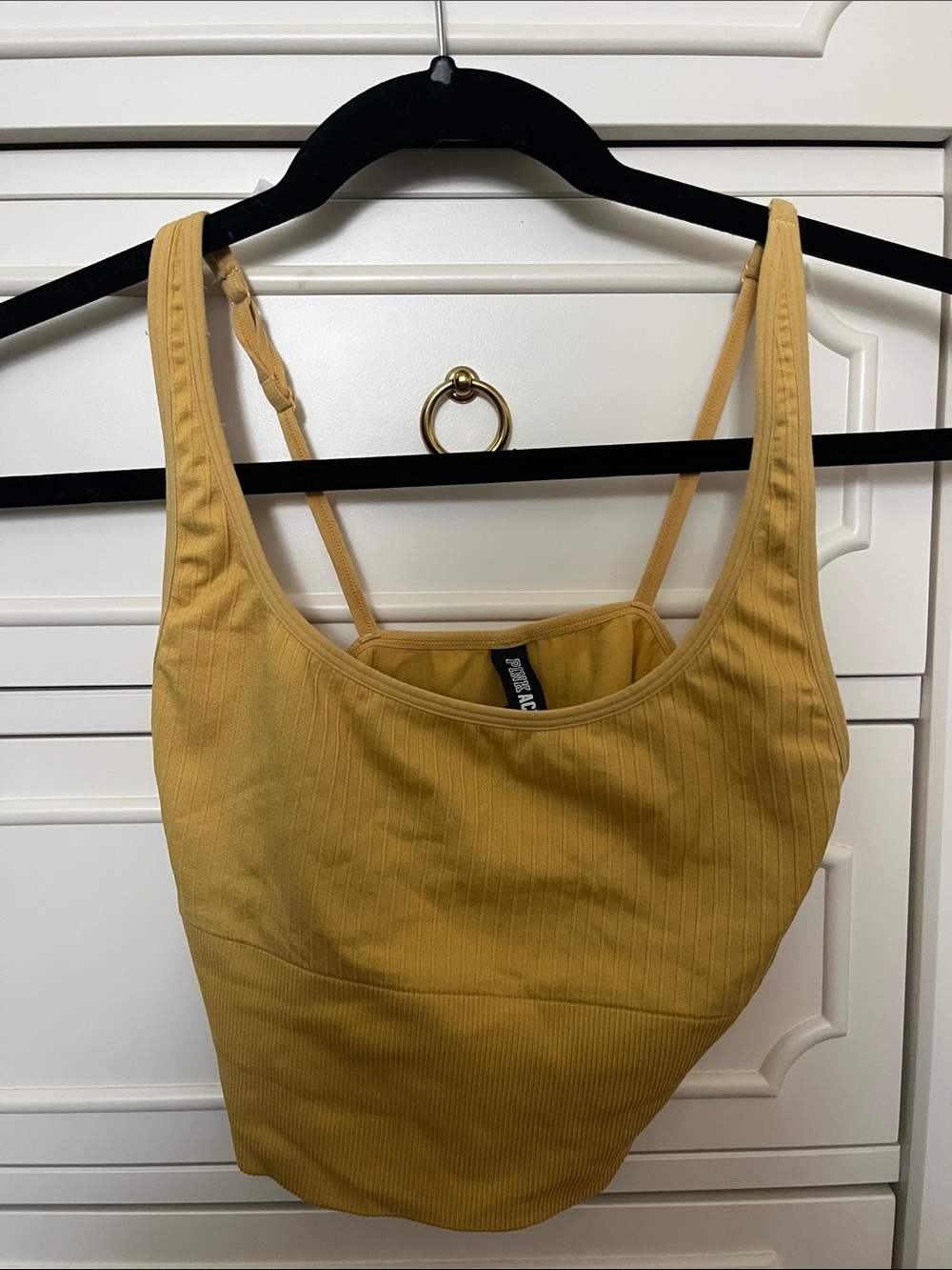PINK Victoria's Secret Ribbed Mustard Yellow Tank Top